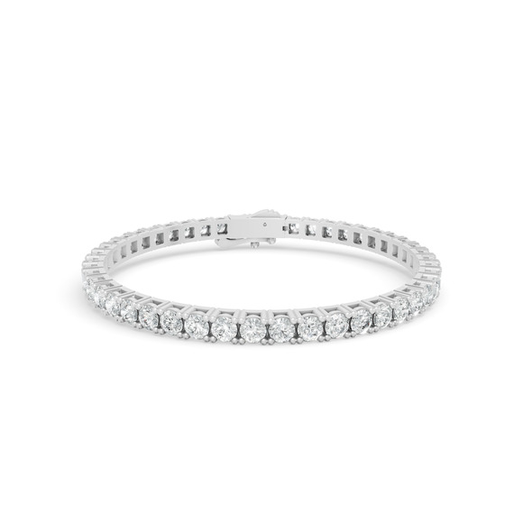 7.01 ctw Diamond 4P Classic 14K White Gold Tennis Bracelet - Picture 1 of 4